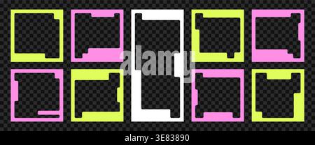 Geometric Template set. Collage style. Organic shapes and Bold Frame for IG story. Ideal for social media, flyer design, and marketing. Clean Stock Vector