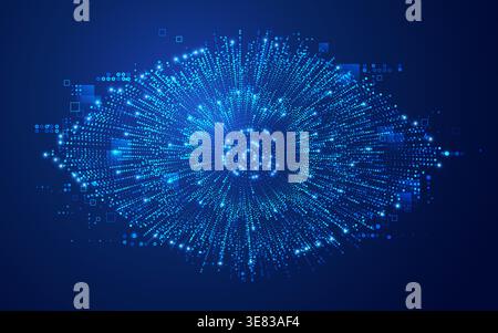 concept of cyberspace or digital transformation, graphic of dotted eye with futuristic element Stock Vector