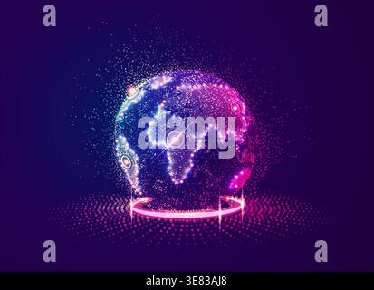 concept of digital transformation or global network technology, graphic of globe with futuristic element Stock Vector