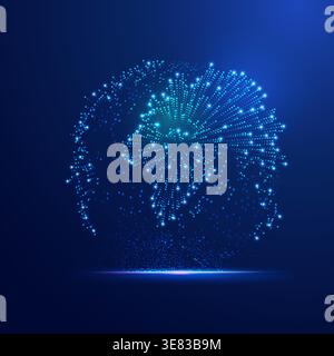 concept of digital transformation or big data technology, grpahic of globe with firework effect Stock Vector