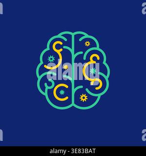 concept of big idea or brainstorming, graphic of brain shape conbined with pinball maze Stock Vector