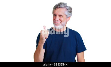 Senior man giving thumbs up, showing approval Stock Photo