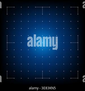 Abstract futuristic blue radar interface with digital dot grid and tech geometric elements for sci fi HUD design Stock Vector