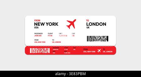 Realistic airline ticket design. Vector illustration. Stock Vector
