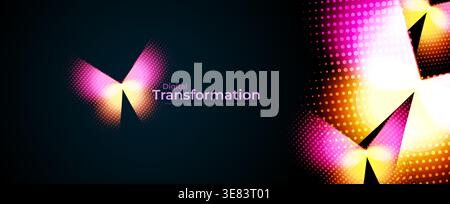 AI Technology Science Research Abstract Digital Transformation Symbol, Digital Neon Glowing Halftone Butterfly Robot Abstract Logo Icon. Innovate Stock Vector