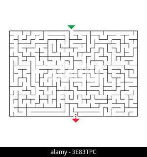 Printable Minimalist Rectangular Maze Puzzle Vector Stock Vector