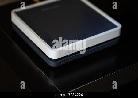 Wireless internet router providing network connectivity and broadband access Stock Photo