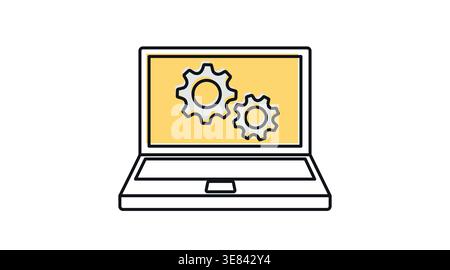 Laptop settings and system optimization icon Stock Vector