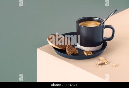 Cup of fresh coffee with biscuit Stock Photo