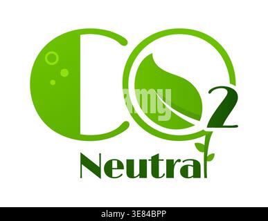 Carbon dioxide, CO2 neutral emission icon or seal Stock Vector