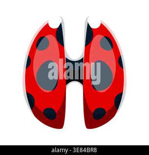 Ladybug wings font typeset cartoon letter H Stock Vector