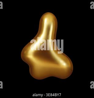 Fluid golden alloy metal 3D realistic drop Stock Vector