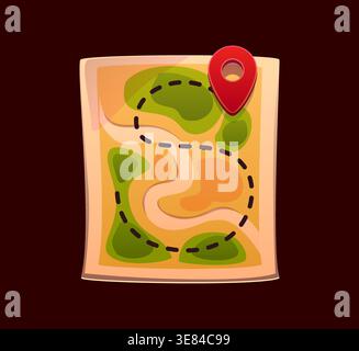 Camping font letter S winding trail on travel map Stock Vector