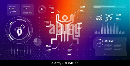 successful leadership and career achievement concept with human standing on podium goal attainment personal growth and business excellence on a high Stock Vector