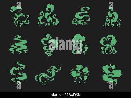Bad green smell, fart cloud, stink smoke effect Stock Vector