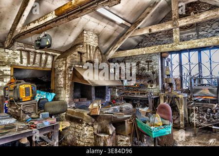 Interior of a blacksmiths forge Stock Photo