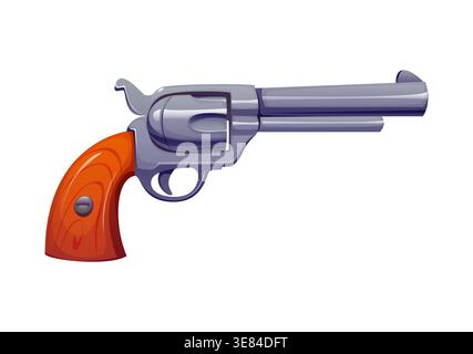 Wild West revolver pistol RPG game cartoon icon Stock Vector