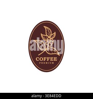 Coffee bean icon, premium quality brand sign Stock Vector