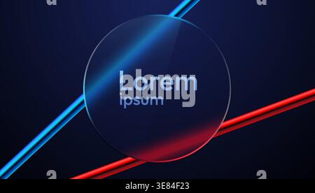 Modern background design featuring a glowing glass frame and vibrant neon lines, perfect for technology and presentation concepts. Vector illustration Stock Vector
