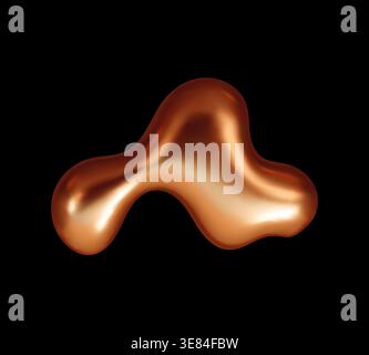 Liquid copper alloy metal 3D realistic drop Stock Vector