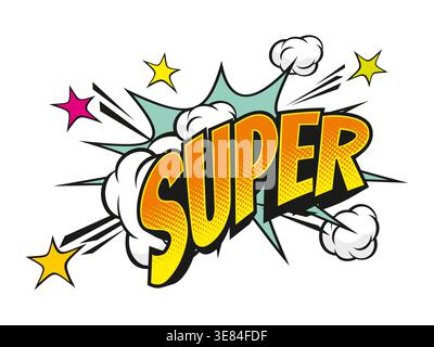 Super comic sound effect speech bubble symbol Stock Vector