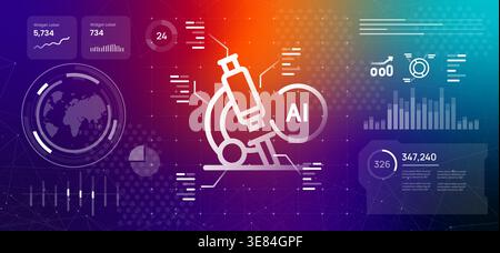 artificial intelligence research microscope futuristic background for science technology innovation and medical diagnostic using deep learning Stock Vector