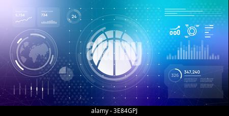 basketball sport basket ball icon on futuristic dashboard with analytics and performance metrics training analysis and tournament statistics Stock Vector