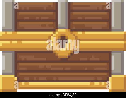 Pixel closed treasure chest game icon Stock Vector