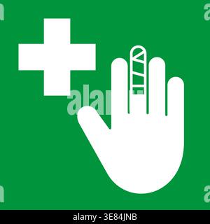 simple classic green square  first aid medical kit work site symbol sign icon vector isolated on transparent background Stock Vector
