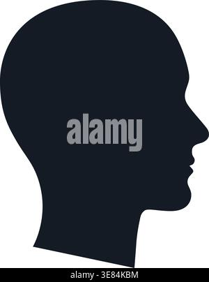 simple classic head side view silhouette icon symbol isolated on transparent background vector illustration Stock Vector