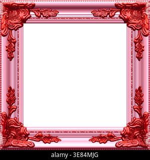 beautiful ornate realistic square rink and red picture painting frame portrait element for social media posts vector isolated on transparent backgroun Stock Vector