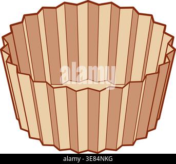 3D vector drawing of an empty cupcake or muffin liner. illustration of a paper baking cup, for bakery, dessert, food, and kitchen designs. transparent Stock Vector