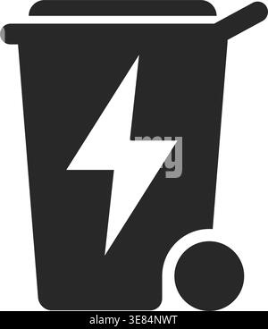 simple e waste electronic waste garbage recycling bin with wheels silhouette icon symbol vector isolated on transparent background Stock Vector