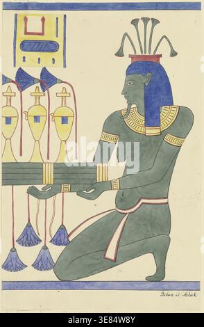 Depiction of a celebrating Egyptian in the Valley of the Kings, 1829. Stock Photo