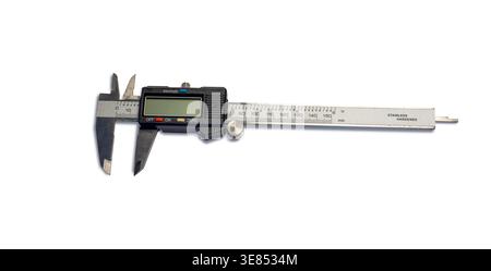 Professional Digital Caliper Precision Measurement Tool Isolated on White Background Stock Photo