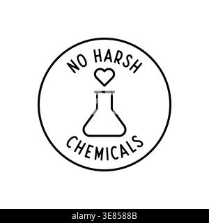 No Harsh Chemicals Icon with Heart and Flask Symbol in Minimal Circle Outline Style Vector Illustration Stock Vector