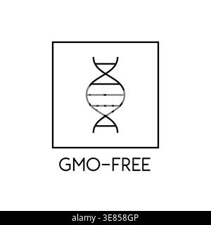 GMO free eco product badge with DNA line art icon Vector Illustration Stock Vector