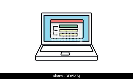 Laptop web design and browser interface icon Stock Vector