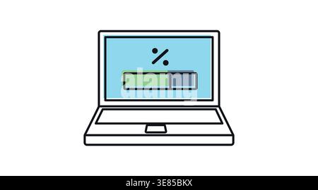Laptop software update and loading progress Stock Vector