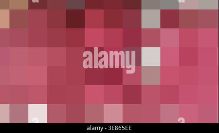 Pixelated grid displaying varying shades of pink, red, and maroon squares Stock Photo