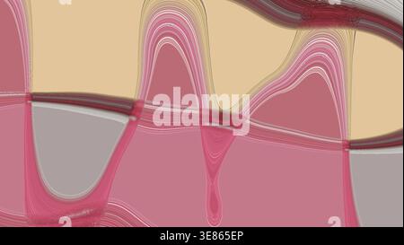 Abstract flowing lines forming a wavy, distorted texture with pink and tan colors Stock Photo
