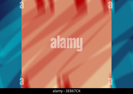 Abstract artistic background with soft diagonal streaks in warm red and beige tones, framed by deep blue bands. Minimal blurred texture suggests motio Stock Photo
