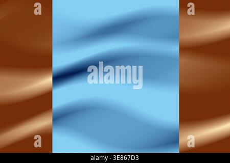 Artistic abstract background with smooth flowing waves in soft blue and warm brown tones, creating a modern gradient texture ideal for web banners, po Stock Photo