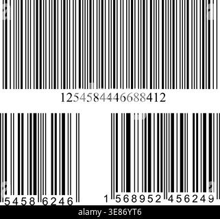 A set of barcodes with numbers on a white background for scanning goods, registering at the checkout, and labeling Stock Vector