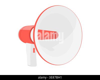 Red and white megaphone isolated on white background. Loudspeaker, bullhorn illustration. Stock Vector