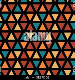 Seamless pattern with triangle decoranive art print. Polygonal rainbow mosaic background. Abstract vector illustration. Triangular graphic Simple Stock Vector