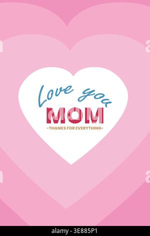 Soft pink Mothers Day card with layered hearts creating a warm and emotional celebration theme Stock Vector