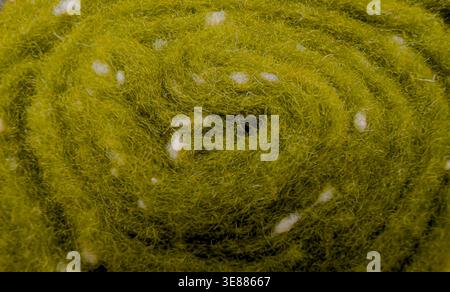 Olive green sheep wool texture with white fibers, macro background Stock Photo
