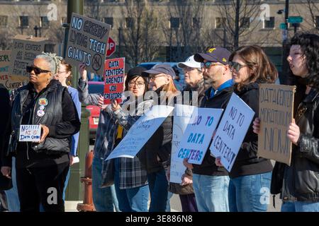 Detroit, Michigan - A rally against AI data centers in Michigan, one of six protests held across the state. Stock Photo