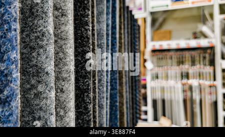 Carpet samples in a home improvement store Stock Photo